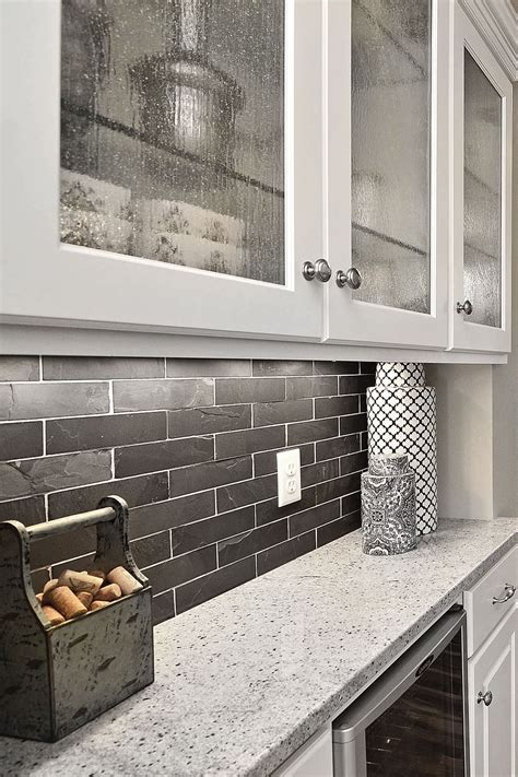 Black Dark Gray Slate Subway Kitchen Backsplash Tile