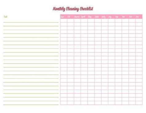Monthlycleaningchecklistprintable Cleaning Schedule Templates