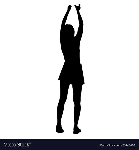 Black Silhouettes Women With Arm Raised Royalty Free Vector
