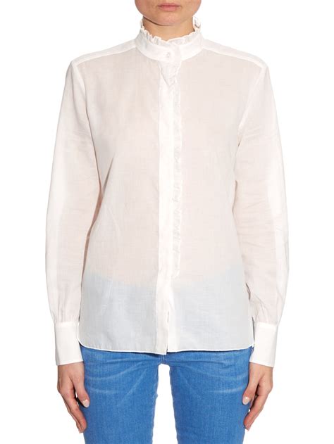 See By Chloé High Neck Ruffle Trimmed Blouse In White Lyst