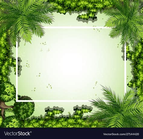 Border Template With Green Plants Royalty Free Vector Image