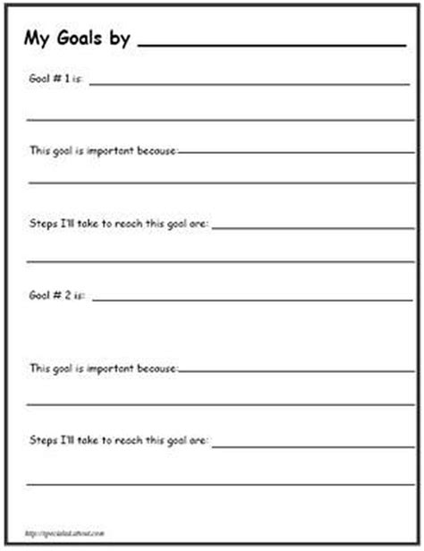 Printable Worksheets For Back To School Goal Setting School Goals