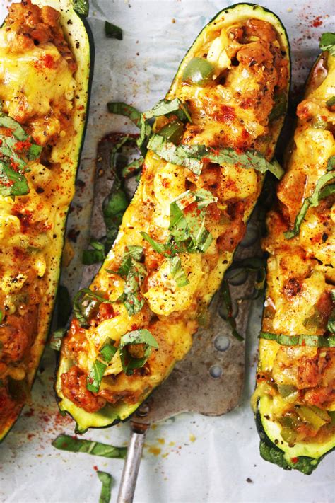 Breadcrumbs are a popular ingredient in traditional zucchini boats, but you won't find them here. Cheddar and Sausage Stuffed Zucchini Boats