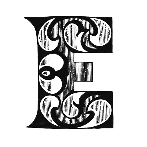 E 290365 Fancy Letters Lettering Letter E