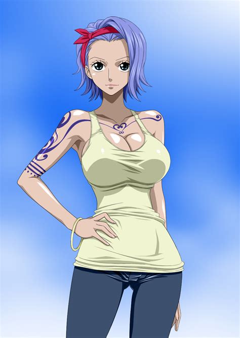 Nel Zel Formula Nojiko One Piece Highres Girl Bare Shoulders Black Eyes Blue Hair