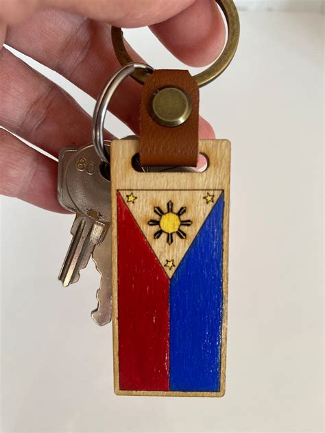 3pcs Philippine Flag Magnet Jeepney Magnet Engraved In Wood Key Chain