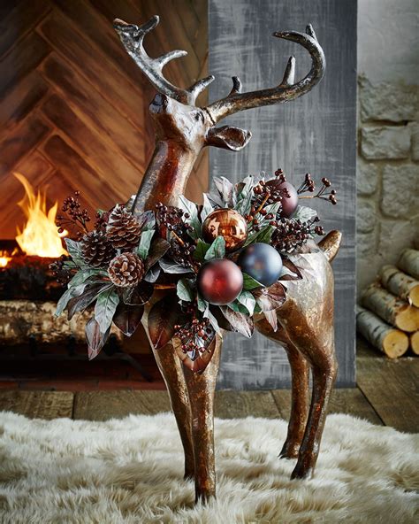 Pewter And Bronze 35 Standing Deer Christmas Deer Decorations Reindeer