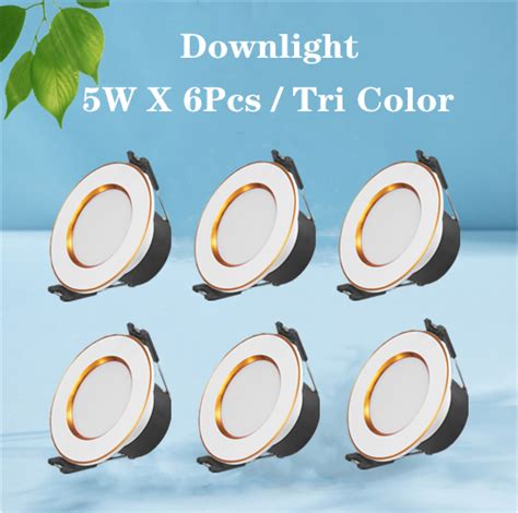 6 Pieces 5w Ac220v Led Downlight Recessed Pin Lights Panel Ceiling Light Energy Saving 3 Color