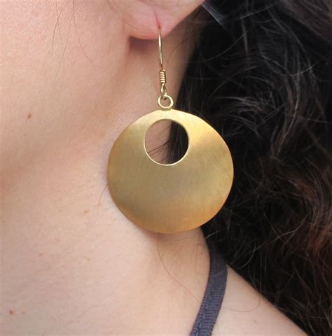 Large Gold Hoop Earring Boho Gold Dangle Earring Large Circle Drop