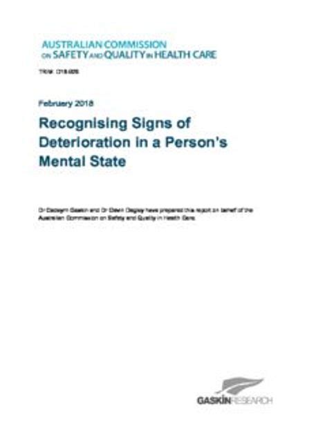 Recognising Signs Of Deterioration In A Persons Mental Pdf