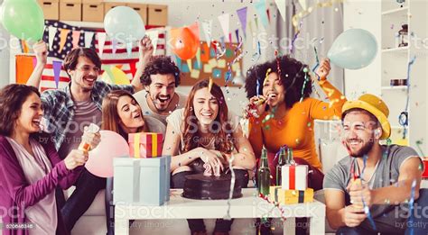 Young People On A Birthday Party In The Office Stock Photo & More ...