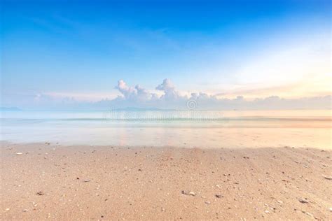 Beautiful Colorful Morning Sunrise At The Calmness Beach Stock Photo