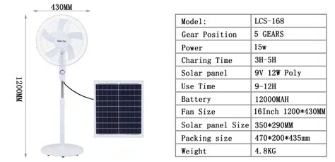12 Inch 18 Inch Rechargeable Solar Dc Powered Electric Stand Pedestal