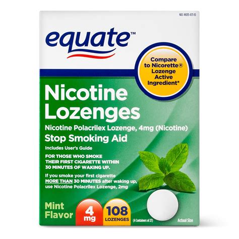 Equate Nicotine Polacrilex Lozenges 4 Mg Nicotine Mint Flavor Stop