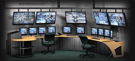 Giant Multiple Monitors Workstation Command Center For Security Tv