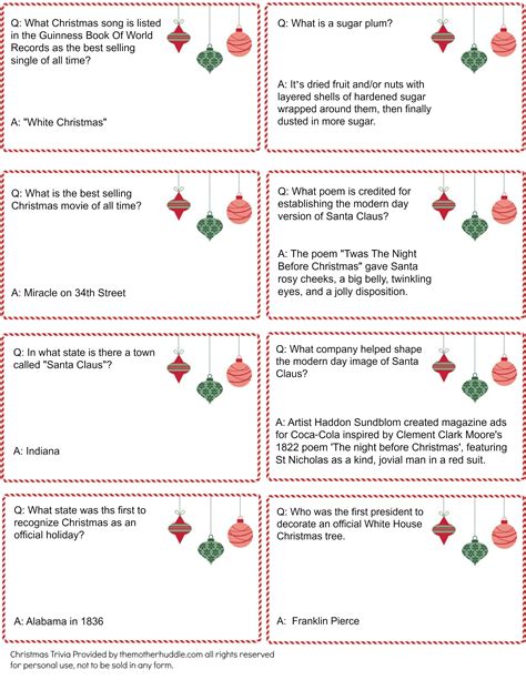 Christmas Trivia Free Printable Printable World Holiday