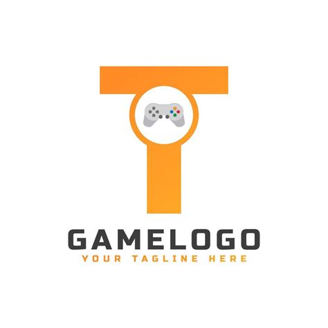 Initial Letter T With Game Console Icon And Pixel For Gaming Logo