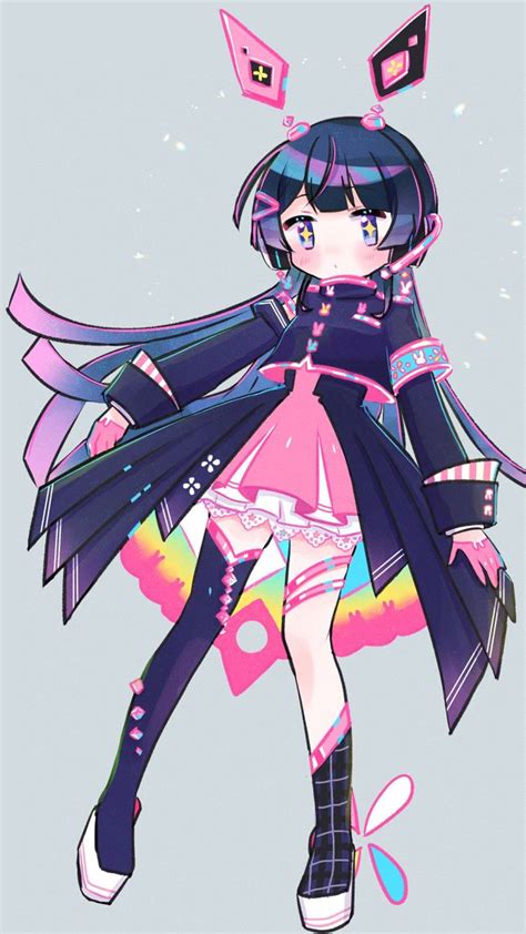 An Anime Girl With Long Black Hair And Pink Dress