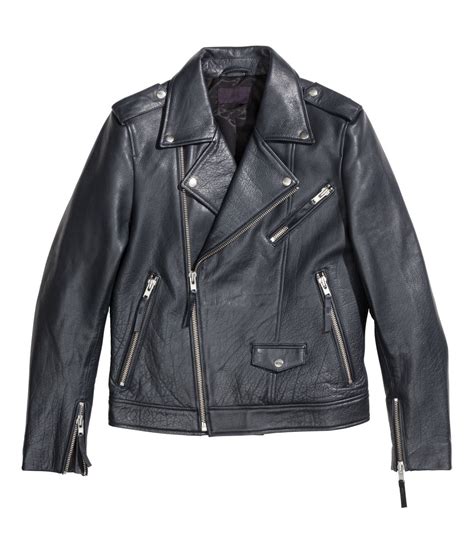 Lyst Handm Leather Biker Jacket In Blue For Men