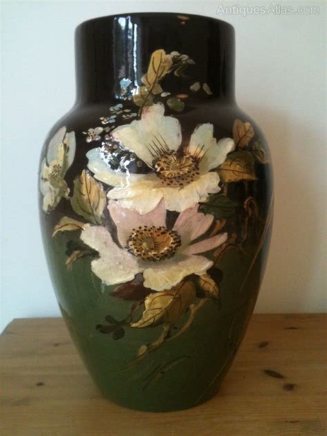 Antiques Atlas Hand Painted Victorian Vase With Impasto Flowers