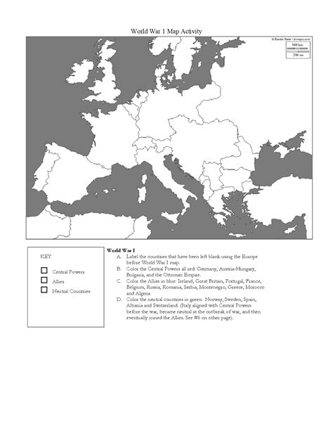 World War 1 Map Activity Lecture Notes History Of War Docsity