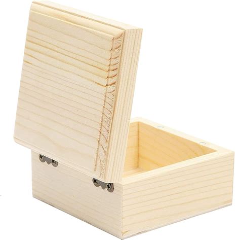Small Unfinished Wood Box With Hinged Lid