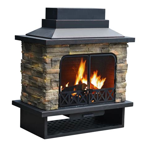 Sunjoy Felicia Steel Wood Outdoor Fireplace And Reviews Wayfair