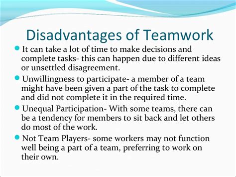 Advantages And Disadvantages Of Teamwork