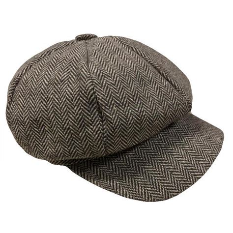 Retro Men Flat Cap Tweed Grey 8 Panel Newsboy Baker Boy Hat Gatsby