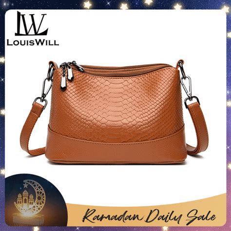 louiswill women s bag crocodile pattern soft leather bag multi layer bag large capacity diagonal