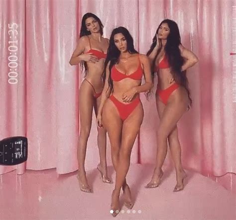 kim kardashian models with kendall and kylie jenner for skims valentine s day campaign