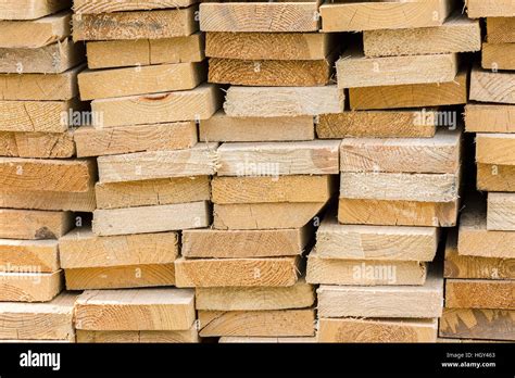 Pine Planks Stacked At Construction Site Wood Background Series Stock