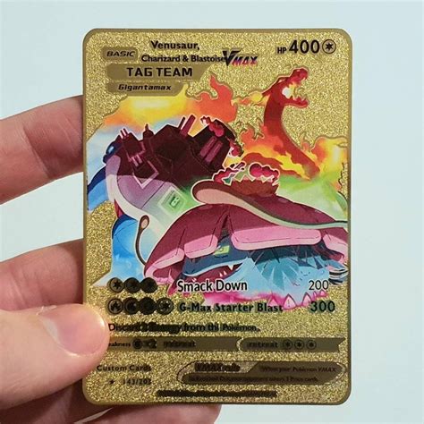 Charizard Blastoise Venusaur Vmax Gold Pokemon Card Tag Team Etsy Ireland
