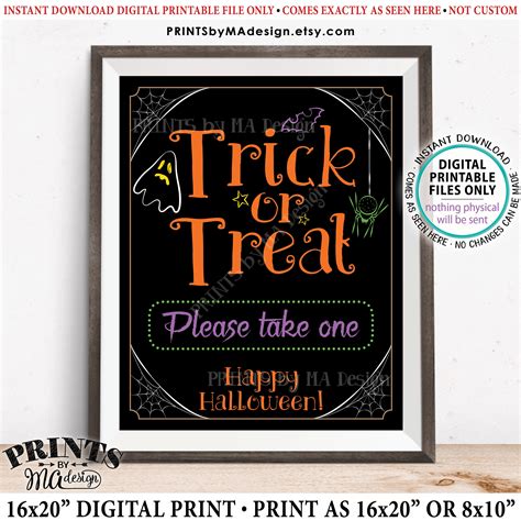 Trick Or Treat Sign Please Take One Help Yourself To Candy Sign