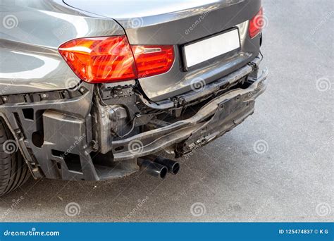 Tail Of Modern Car With Removed Rear Bumper Vehicle After Traffic