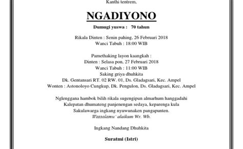 Contoh Surat Lelayu Bahasa Jawa Doc Tribun Desa Otosection
