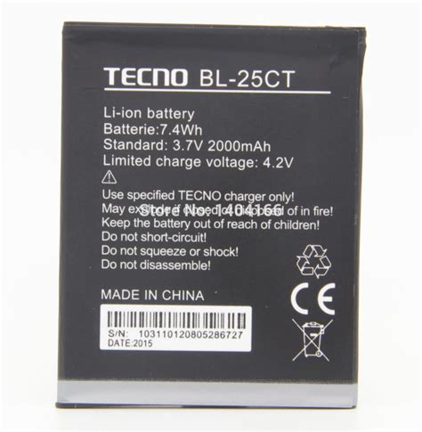 37v 2000mah 100 Brand New Original Phone Battery For Tecno Bl