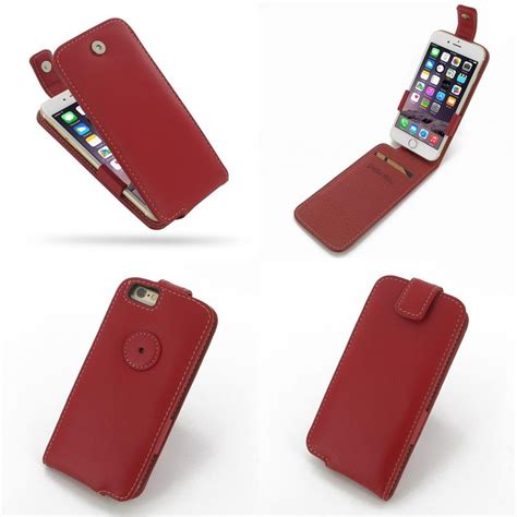 Pdair Leather Case For Apple Iphone 6 47 Flip Top Type Red