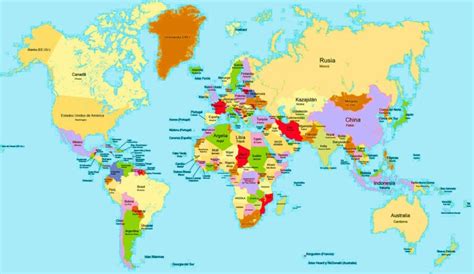 Mapa Mundial Con Nombres Espanol