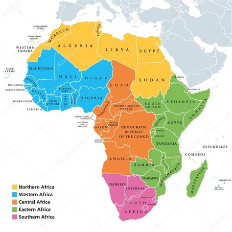 Mapa De Las Regiones De África Con Países Individuales 2023