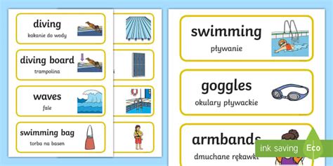 Swimming Pool Word Cards Polish Translation Teacher Made