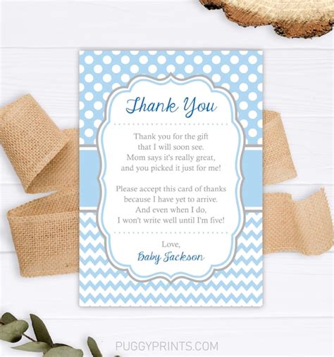 Baby Shower Thank You Cards Editable Boy Baby Shower Thank Etsy