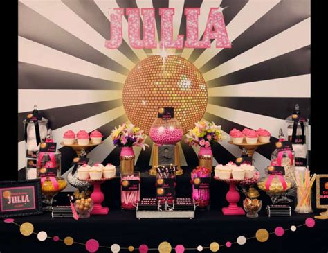 Try out nebulosity and pink yarrow to add one of the most contrasting color combinations to your design. Black, white, hot pink and gold glitter and glam / Birthday "Julia's Glam Disco 12th Birthday ...