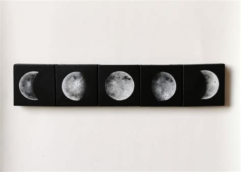 Moon Phases Set Of Five Made To Order Moon Phases Art Etsy Canada In