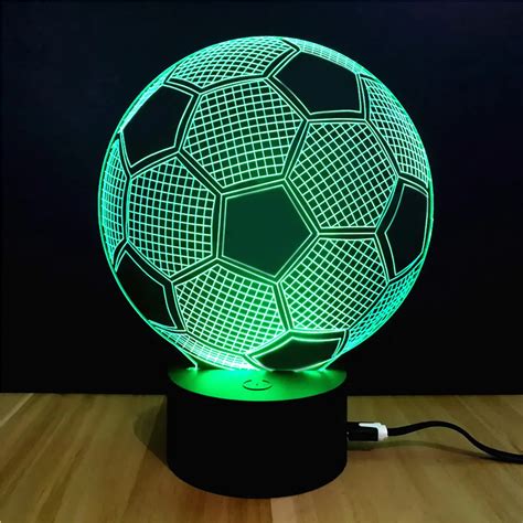 Football Shaped 3d Night Light Colorful 7 Color Change Usb Led Desk