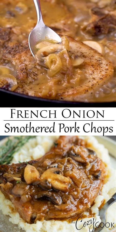 Vegetables and pork chops are cooked and seasoned with onion soup mix. French Onion Smothered Pork Chops - - #chops # ...