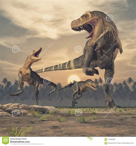 Sin coste para uso comercial sin necesidad de mencionar la fuente libre de derechos de autor. Tres Dinosaurios - Rex Del Tiranosaurio Stock de ...