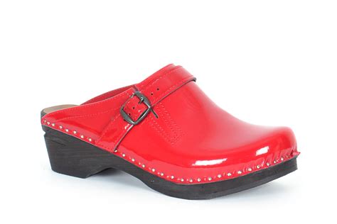 Red Patent Leather Swedish Clog Style Raphael From Troentorp Clogs
