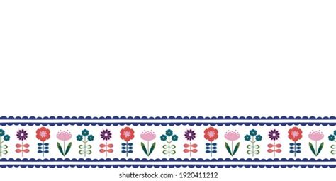 Scandinavian Folk Art Seamless Border Frame เวกเตอร์สต็อก ปลอดค่า