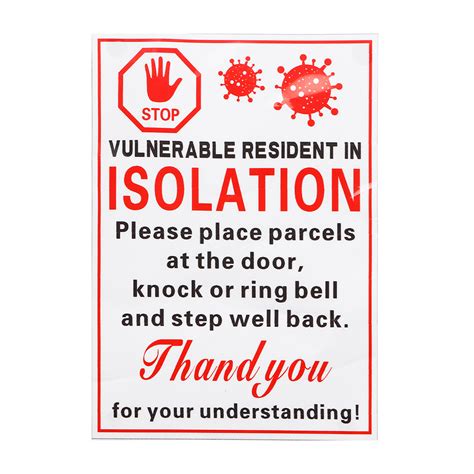 10pc Self Isolation Bacterial Front Door Sticker Sign Wall